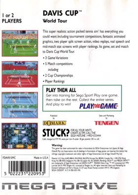 Davis Cup Tennis (Japan) box cover back